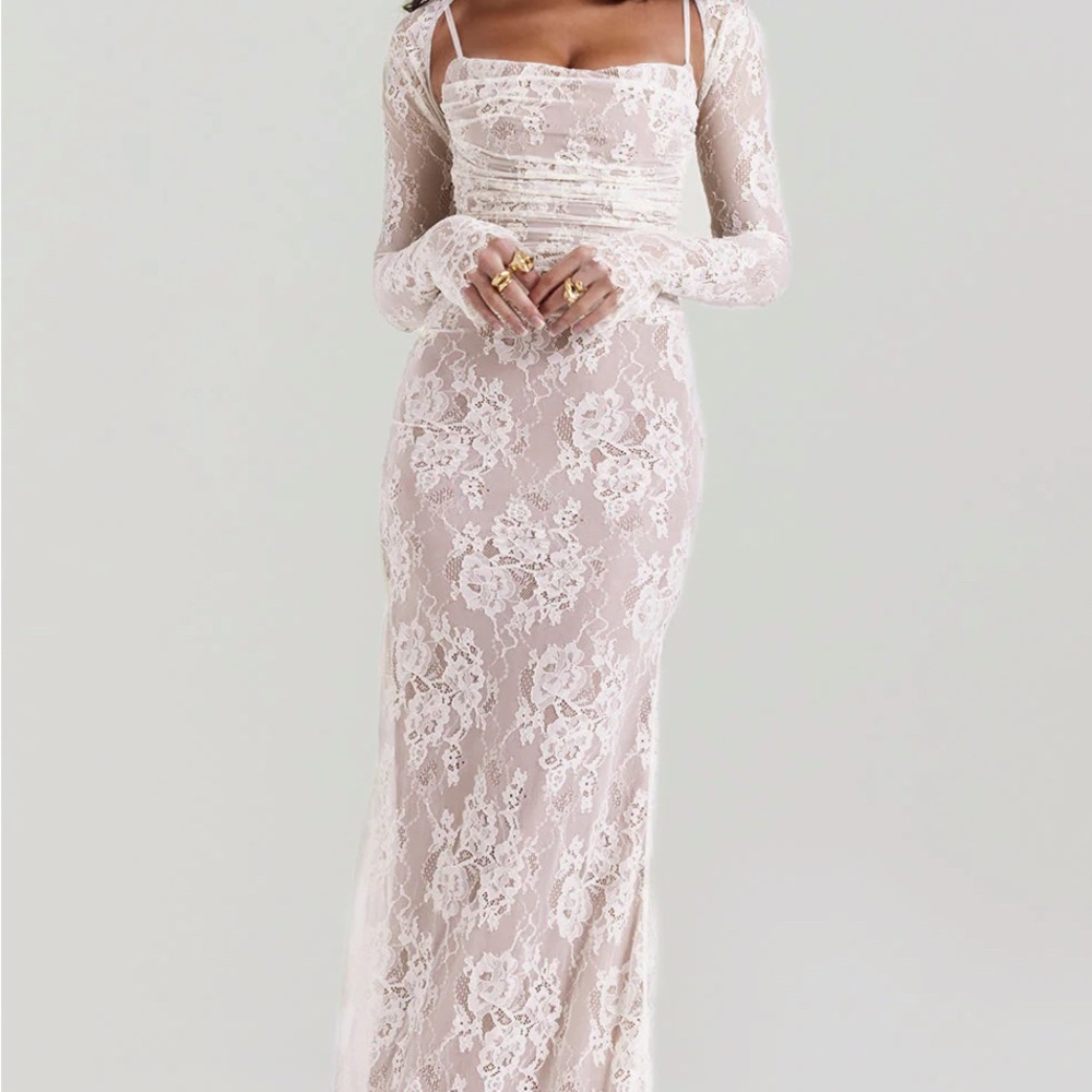 Elegant Cream Lace Corset Dress